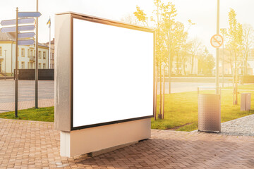 Large blank billboard in city useful for advertising