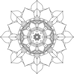 Easy Mandala coloring book simple and basic for beginners, seniors and children. Set of Mehndi flower pattern for Henna drawing and tattoo. Decoration in ethnic oriental, Indian style.