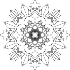 Easy Mandala coloring book simple and basic for beginners, seniors and children. Set of Mehndi flower pattern for Henna drawing and tattoo. Decoration in ethnic oriental, Indian style.