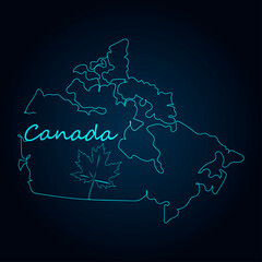 Abstract map of Canada - one line drawing. Vector illustration continuous line drawing.