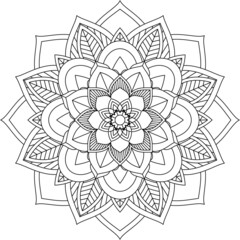 Easy Mandala coloring book simple and basic for beginners, seniors and children. Set of Mehndi flower pattern for Henna drawing and tattoo. Decoration in ethnic oriental, Indian style.