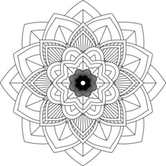Easy Mandala coloring book simple and basic for beginners, seniors and children. Set of Mehndi flower pattern for Henna drawing and tattoo. Decoration in ethnic oriental, Indian style.