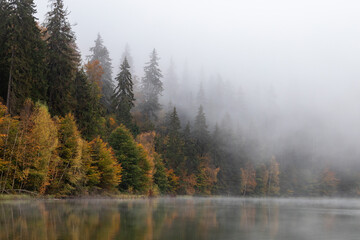 Autumn rural scene of the Romanian village  in Transylvania, at the foot of the Carpathian Mountains