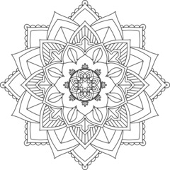 Easy Mandala coloring book simple and basic for beginners, seniors and children. Set of Mehndi flower pattern for Henna drawing and tattoo. Decoration in ethnic oriental, Indian style.
