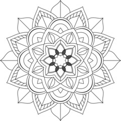 Easy Mandala coloring book simple and basic for beginners, seniors and children. Set of Mehndi flower pattern for Henna drawing and tattoo. Decoration in ethnic oriental, Indian style.