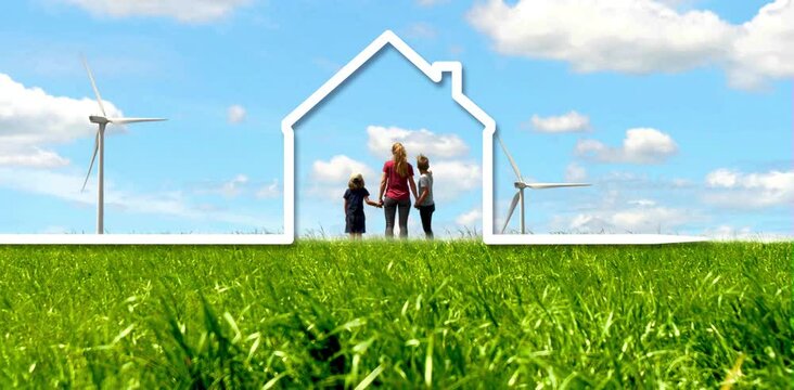 family and home graphic concept- energy renewable, energy efficiency concept