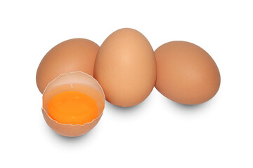 Eggs Isolated on White Background, With clipping path.