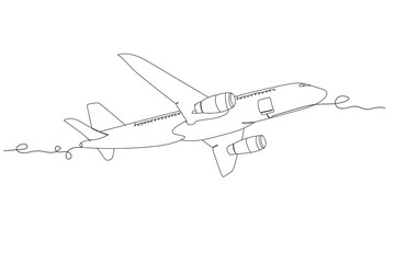 Airplane - one line drawing. Vector illustration continuous line drawing.