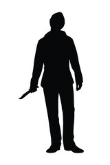 Assassin with knife silhouette vector on white