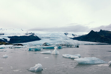 Iceberg flow through Jokulsarlon glacier