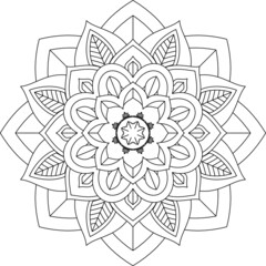 Easy Mandala coloring book simple and basic for beginners, seniors and children. Set of Mehndi flower pattern for Henna drawing and tattoo. Decoration in ethnic oriental, Indian style.