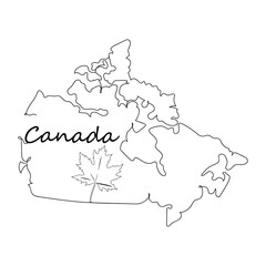 Map of Canada - one line drawing. Vector illustration continuous line drawing.