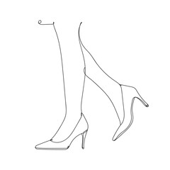 Obraz premium Shoes. Legs high - one line drawing. Vector illustration continuous line drawing.