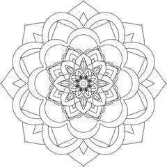Easy Mandala coloring book simple and basic for beginners, seniors and children. Set of Mehndi flower pattern for Henna drawing and tattoo. Decoration in ethnic oriental, Indian style.