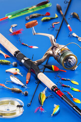 a wonderful hobby of man fishing with a variety of artificial bright baits