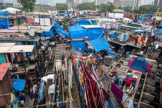  25/10/2020 View Of Dhobi Ghat is an open air laundromat in  Mahalaxmi Mumbai Maharashtra India