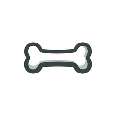 Cartoon white bone with outline and shading isolated on white background. Simple flat art vector illustration design.