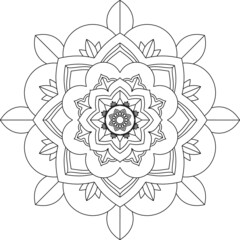Easy Mandala coloring book simple and basic for beginners, seniors and children. Set of Mehndi flower pattern for Henna drawing and tattoo. Decoration in ethnic oriental, Indian style.