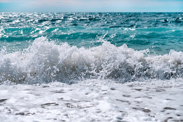 White foamy waves of the sea