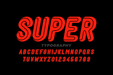 Comic book Superhero style font, alphabet letters and numbers, vector illustration