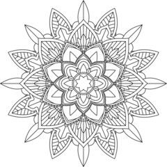 Easy Mandala coloring book simple and basic for beginners, seniors and children. Set of Mehndi flower pattern for Henna drawing and tattoo. Decoration in ethnic oriental, Indian style.