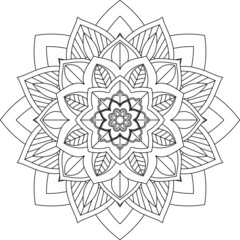 Easy Mandala coloring book simple and basic for beginners, seniors and children. Set of Mehndi flower pattern for Henna drawing and tattoo. Decoration in ethnic oriental, Indian style.