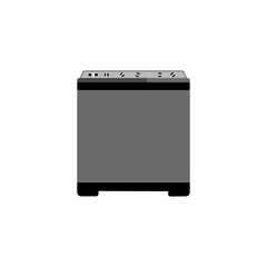 Washing machine on white background. Silhouette vector design. Twin tub washing machine. Electric household. 