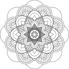 Easy Mandala coloring book simple and basic for beginners, seniors and children. Set of Mehndi flower pattern for Henna drawing and tattoo. Decoration in ethnic oriental, Indian style.