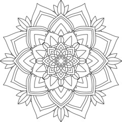 Easy Mandala coloring book simple and basic for beginners, seniors and children. Set of Mehndi flower pattern for Henna drawing and tattoo. Decoration in ethnic oriental, Indian style.