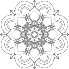 Easy Mandala coloring book simple and basic for beginners, seniors and children. Set of Mehndi flower pattern for Henna drawing and tattoo. Decoration in ethnic oriental, Indian style.