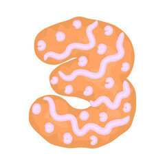 cartoon number symbol christmas holiday ginger cookies with pink icing