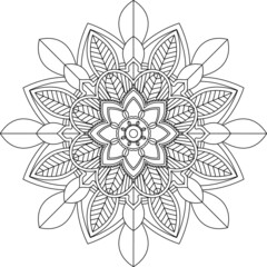 Easy Mandala coloring book simple and basic for beginners, seniors and children. Set of Mehndi flower pattern for Henna drawing and tattoo. Decoration in ethnic oriental, Indian style.