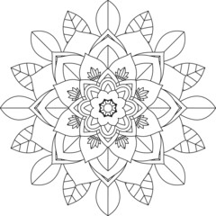 Easy Mandala coloring book simple and basic for beginners, seniors and children. Set of Mehndi flower pattern for Henna drawing and tattoo. Decoration in ethnic oriental, Indian style.