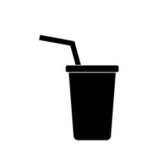 soft drink in paper cup with lid and straw icon