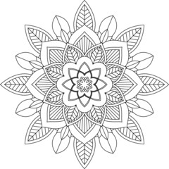 Easy Mandala coloring book simple and basic for beginners, seniors and children. Set of Mehndi flower pattern for Henna drawing and tattoo. Decoration in ethnic oriental, Indian style.