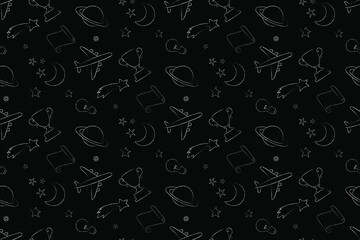 Black seamless pattern on the theme of education