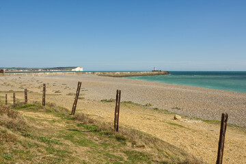 Newhaven beach and harbour, England