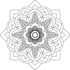 Easy Mandala coloring book simple and basic for beginners, seniors and children. Set of Mehndi flower pattern for Henna drawing and tattoo. Decoration in ethnic oriental, Indian style.