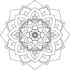 Easy Mandala coloring book simple and basic for beginners, seniors and children. Set of Mehndi flower pattern for Henna drawing and tattoo. Decoration in ethnic oriental, Indian style.