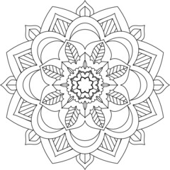 Easy Mandala coloring book simple and basic for beginners, seniors and children. Set of Mehndi flower pattern for Henna drawing and tattoo. Decoration in ethnic oriental, Indian style.