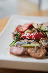 Vegetarian food chinese with plate

