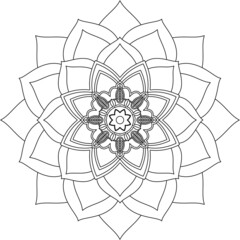 Obraz premium Easy Mandala coloring book simple and basic for beginners, seniors and children. Set of Mehndi flower pattern for Henna drawing and tattoo. Decoration in ethnic oriental, Indian style.