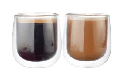 Glass cup of coffee isolated on white