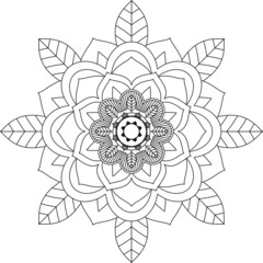Easy Mandala coloring book simple and basic for beginners, seniors and children. Set of Mehndi flower pattern for Henna drawing and tattoo. Decoration in ethnic oriental, Indian style.
