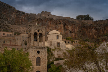 Fototapeta premium Monemvasia, a fascinating medieval fortified village on a small island of the southern coast of the Peloponnese , Greece.