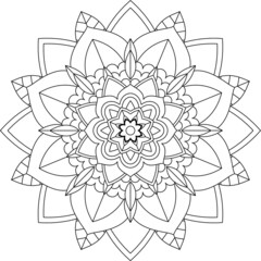 Easy Mandala coloring book simple and basic for beginners, seniors and children. Set of Mehndi flower pattern for Henna drawing and tattoo. Decoration in ethnic oriental, Indian style.