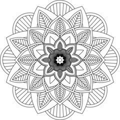 Easy Mandala coloring book simple and basic for beginners, seniors and children. Set of Mehndi flower pattern for Henna drawing and tattoo. Decoration in ethnic oriental, Indian style.