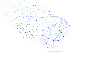 Blockchain technology network isolated on white background. World globe blockchain technology background connect dots and lines. Abstract ai concept. Connect network technology, ai vector background
