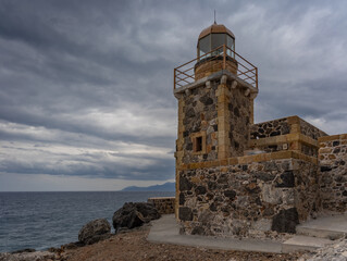 Monemvasia, a fascinating medieval fortified village on a small island of the southern coast of the...