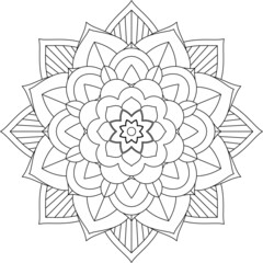 Easy Mandala coloring book simple and basic for beginners, seniors and children. Set of Mehndi flower pattern for Henna drawing and tattoo. Decoration in ethnic oriental, Indian style.